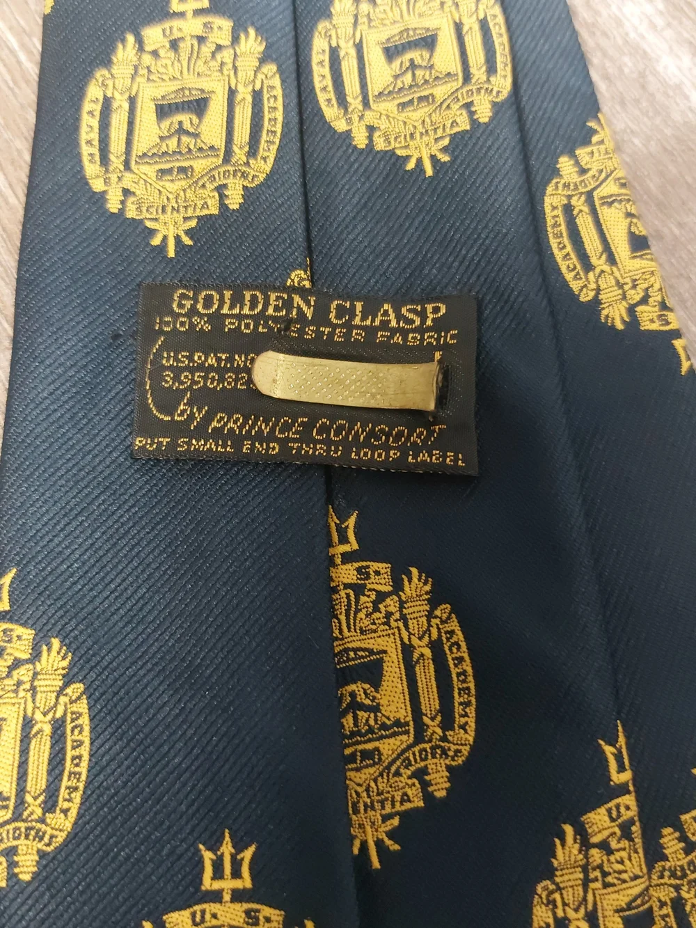 Navy Blue Us Naval Academy Tie with Gold Crest Emblem